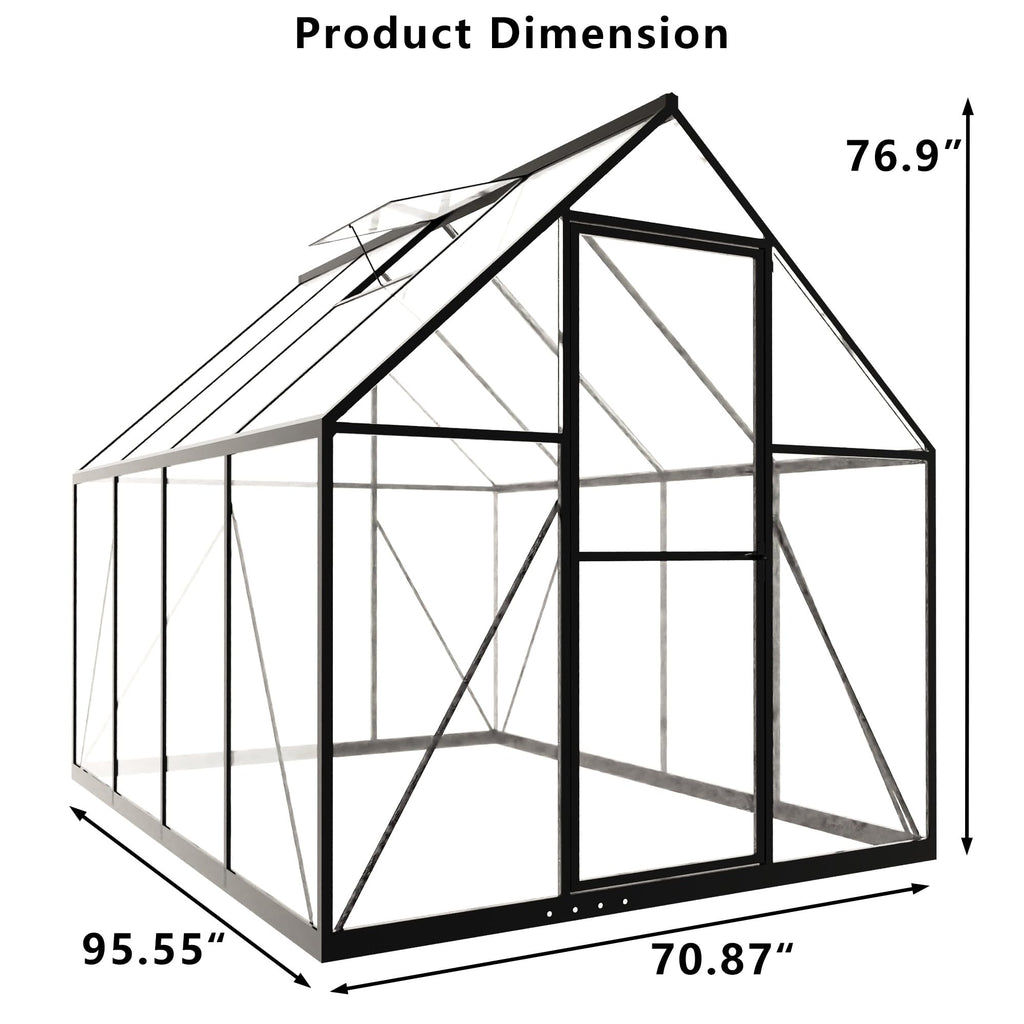 Exroo Aluminum Polycarbonate Walk-In Greenhouse (Multiple Sizes)