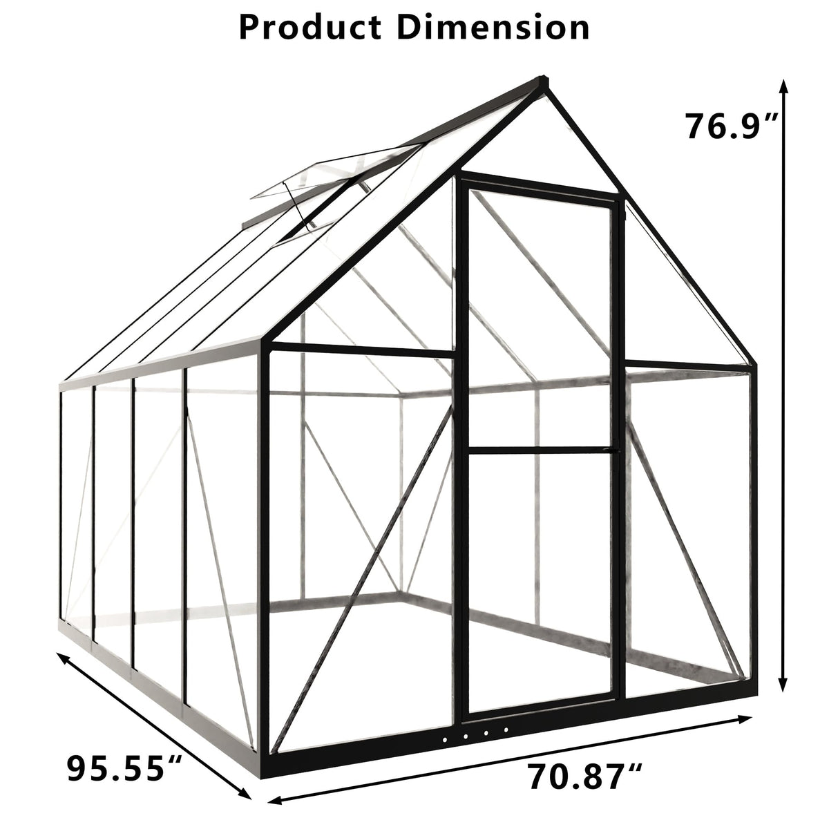 Exroo Aluminum Polycarbonate Walk-In Greenhouse (Multiple Sizes)