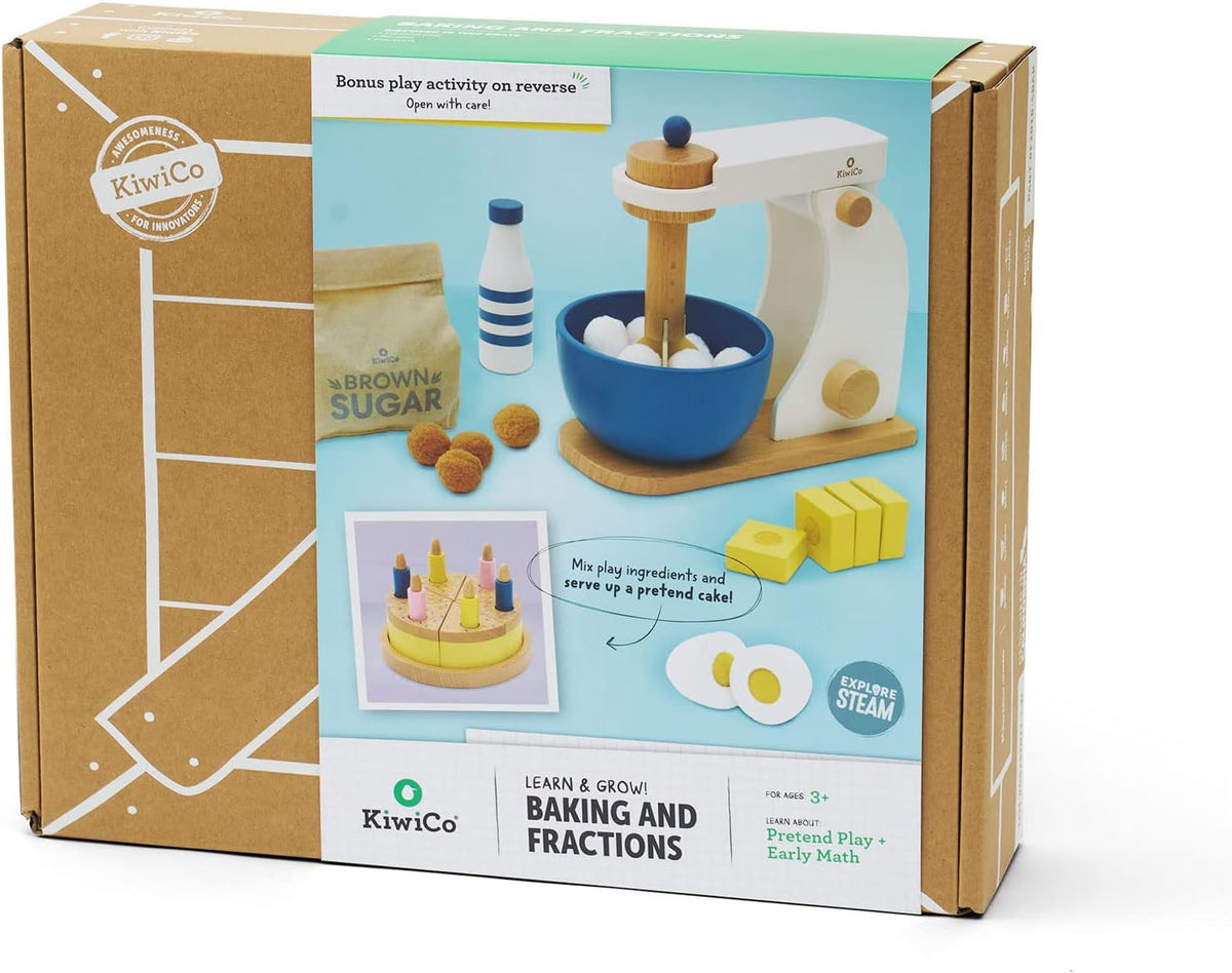 KiwiCo Bake-a-Cake Stand Mixer | Wooden Play Kitchen Set Ages 3+