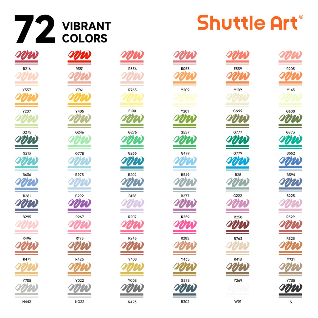 Shuttle Art 96 Colors Dual Tone Refillable Acrylic Markers with 100 Refills