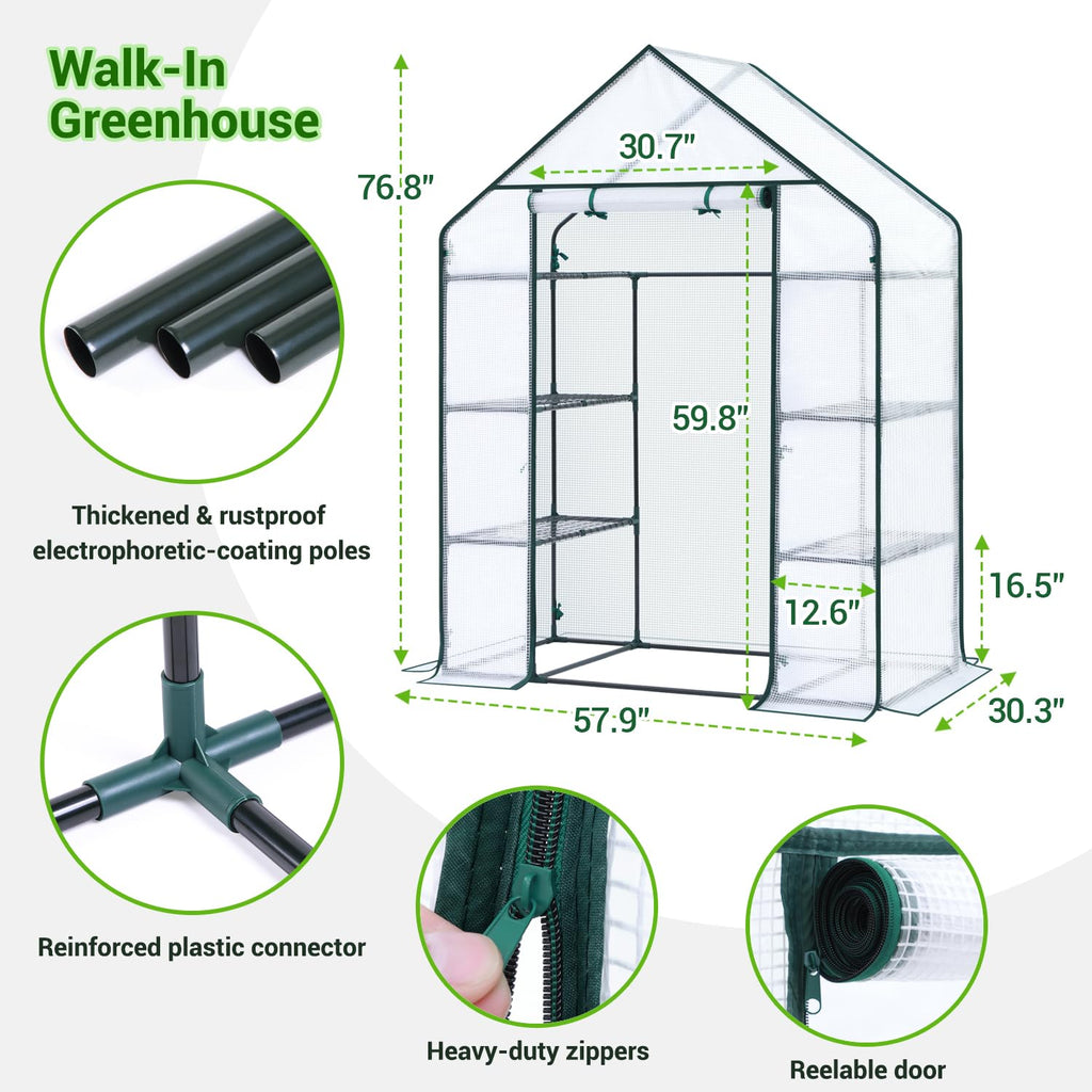 Ohuhu Plastic Greenhouse with 3–4 Tiers, Up to 22.56 Sq Ft