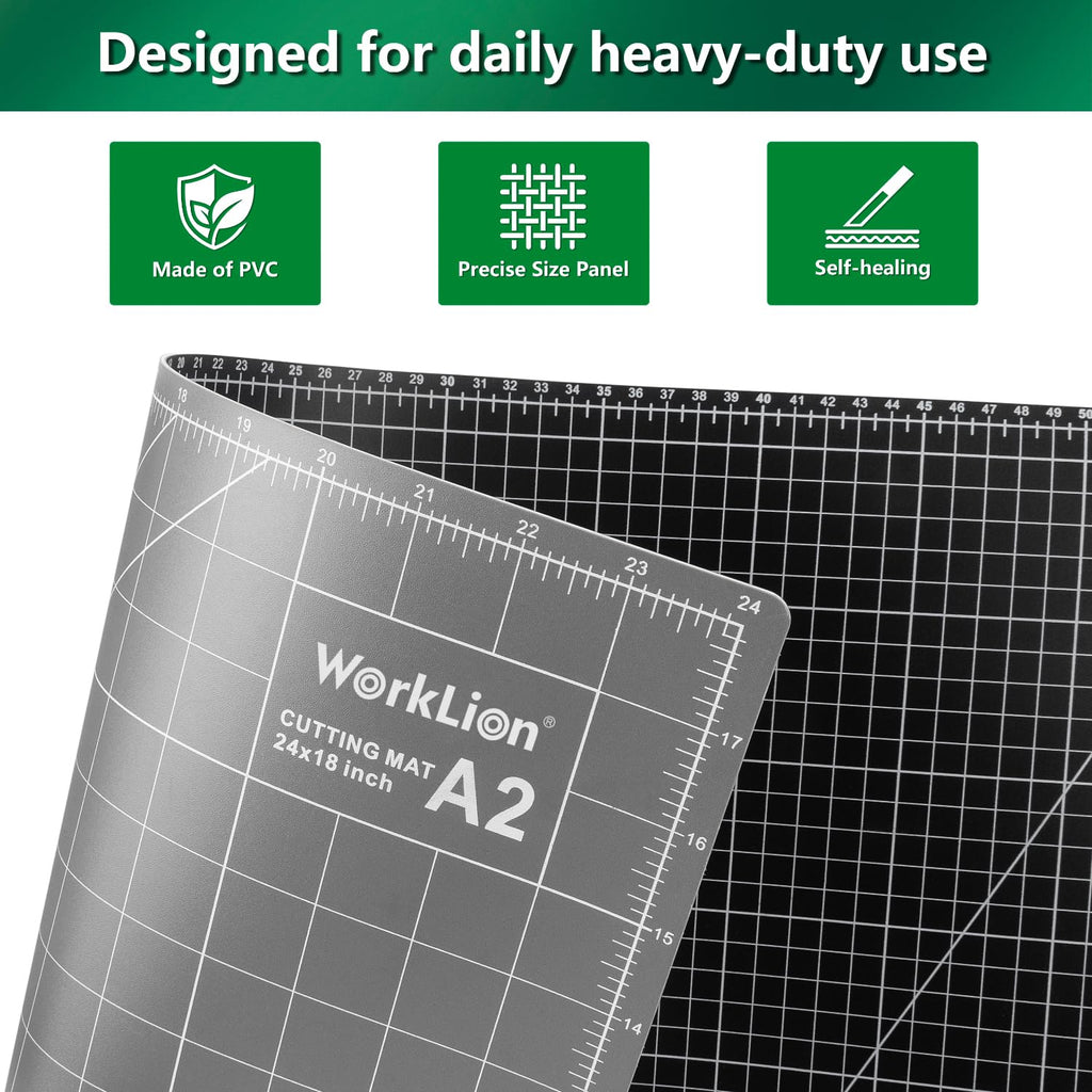 WORKLION 12" x 18" Art Self Healing PVC Cutting Mat, Double Sided, Gridded Rotary Cutting Board for Craft, Fabric, Quilting, Sewing, Scrapbooking Project……