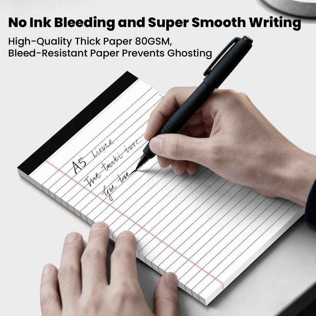 6 Pack Notepads 5x8, Color, Small Legal Pads, Perforated Notebook