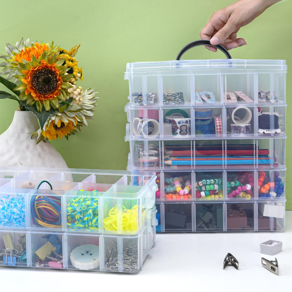 Bead Organizer 3 Tier 30 grid Stackable Craft Tackle Storage Container