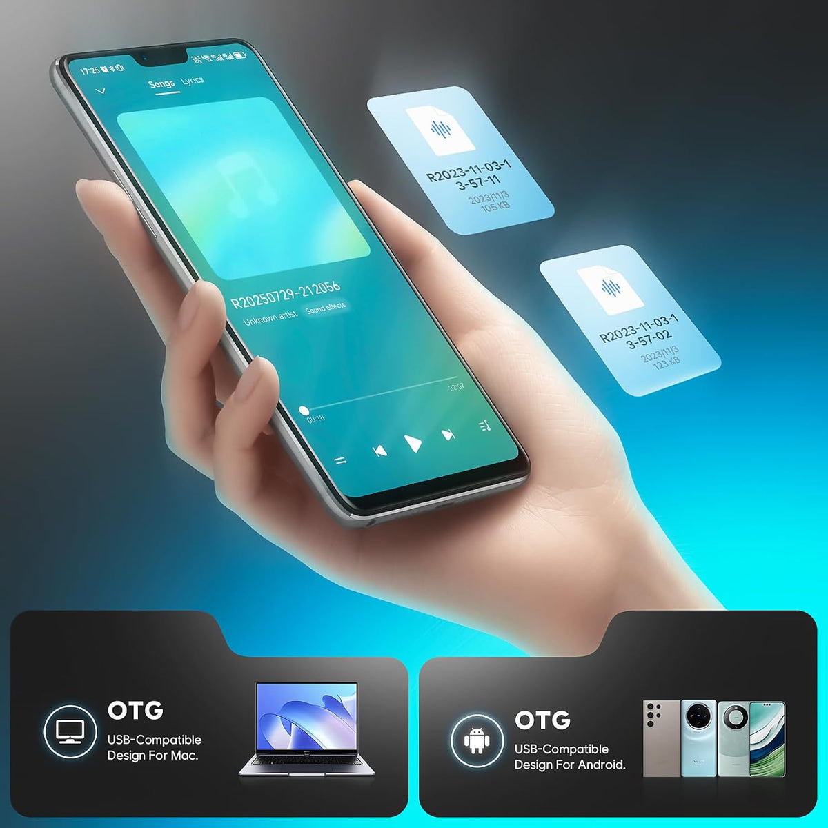 72GB(8400H) Magnetic Voice Recorder, Voice Activation & AI Noise Reduction