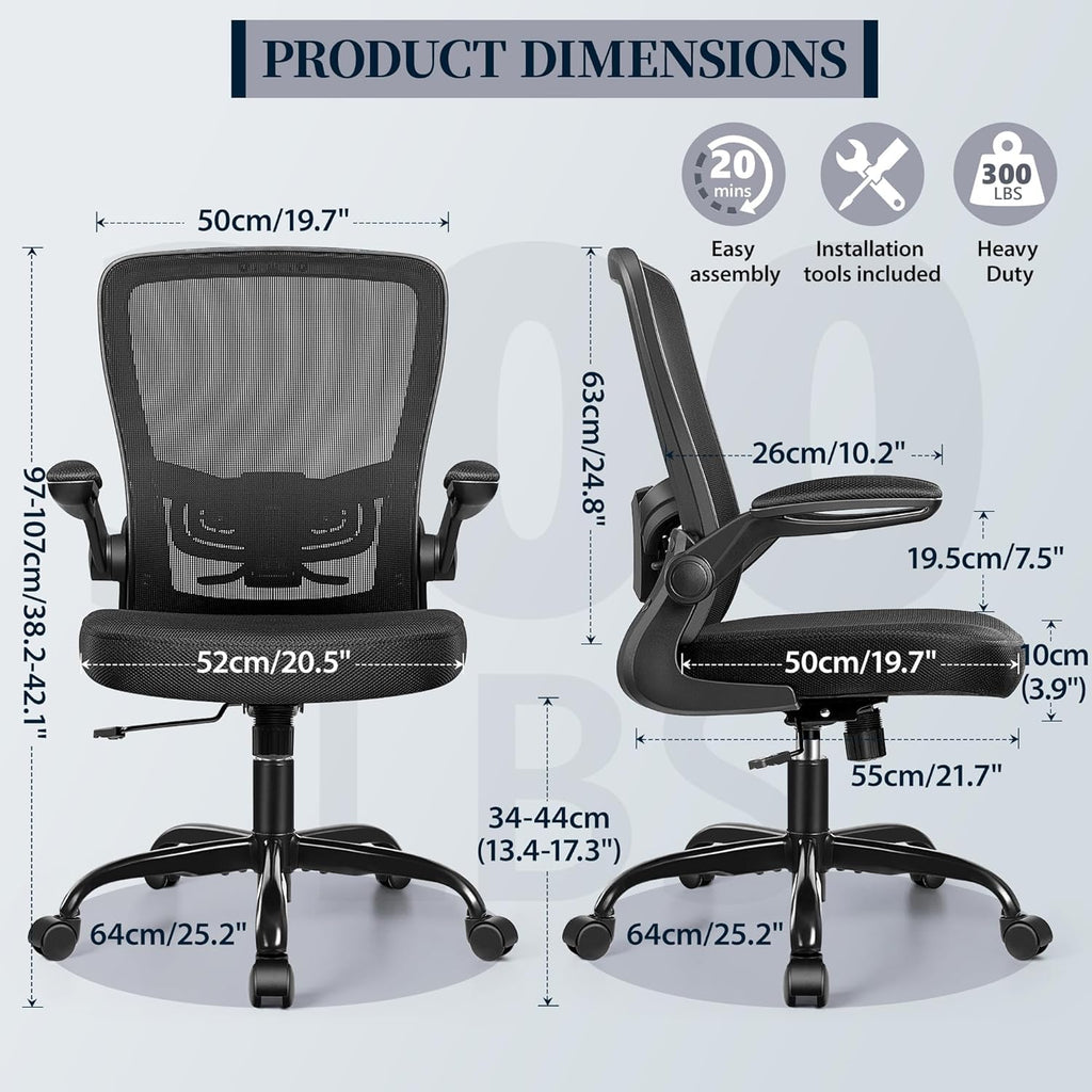 FelixKing Office Chair, Ergonomic Comfy Desk Chair with Flip-up Armrests