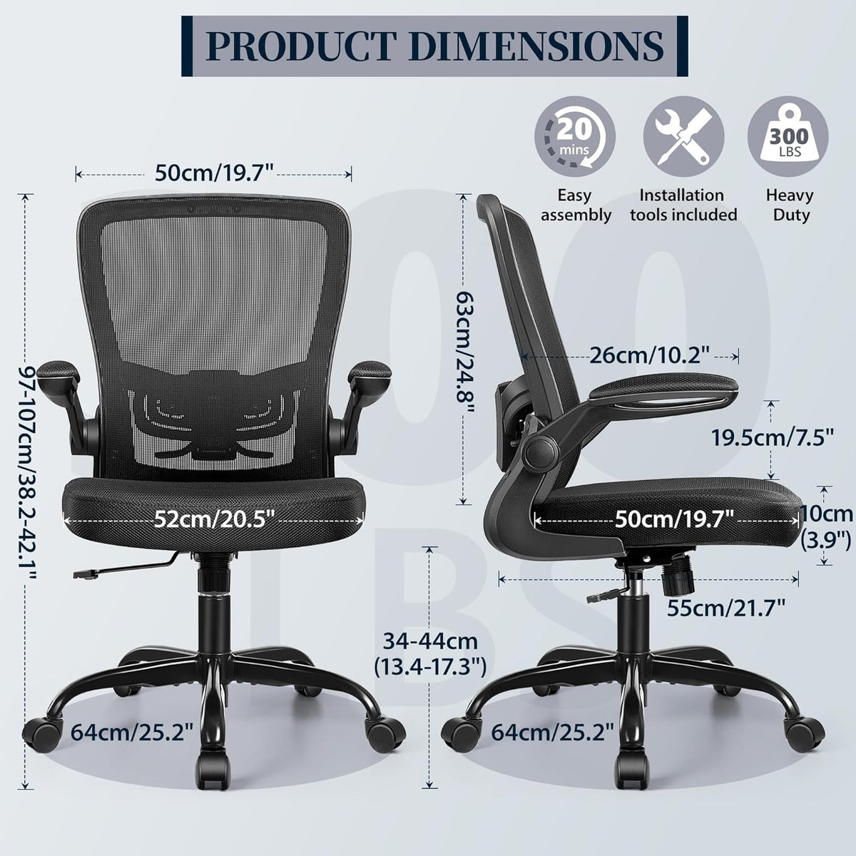 FelixKing Office Chair, Ergonomic Comfy Desk Chair with Flip-up Armrests