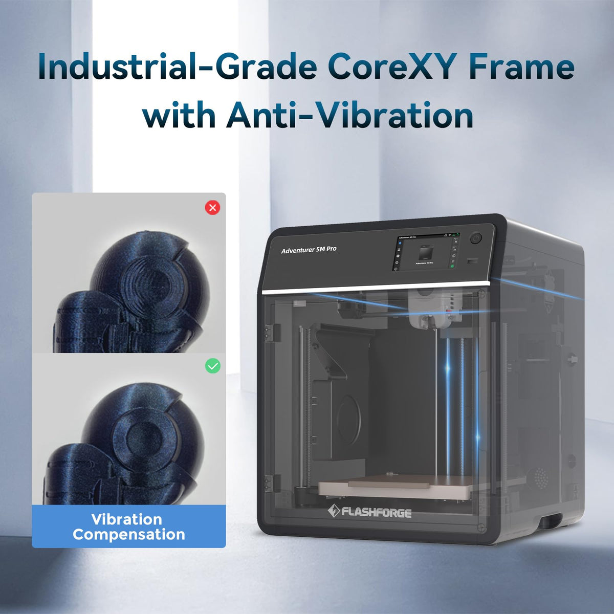 Flashforge Adventurer 5M 3D Printer for Beginners, 600mm/s Fast Printing, Direct Drive (280°C), Auto-Leveling, 8.7"x8.7"x8.7" PEI Build Plate - Ideal for Home, School & Makers