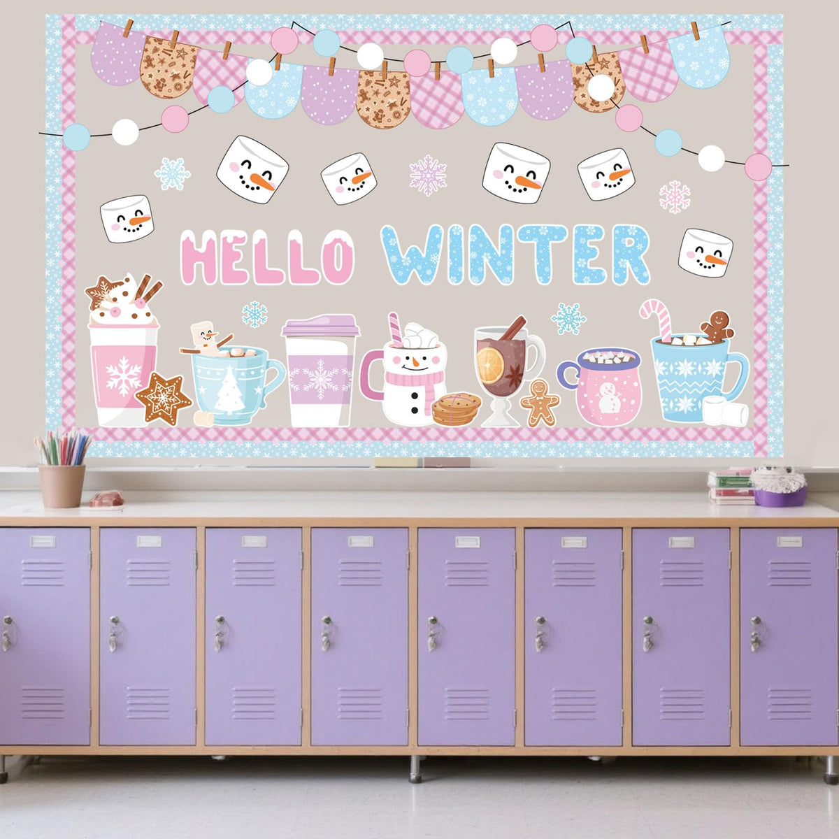 Funrous 71 Pcs Winter Bulletin Board Set Holidays Around The World
