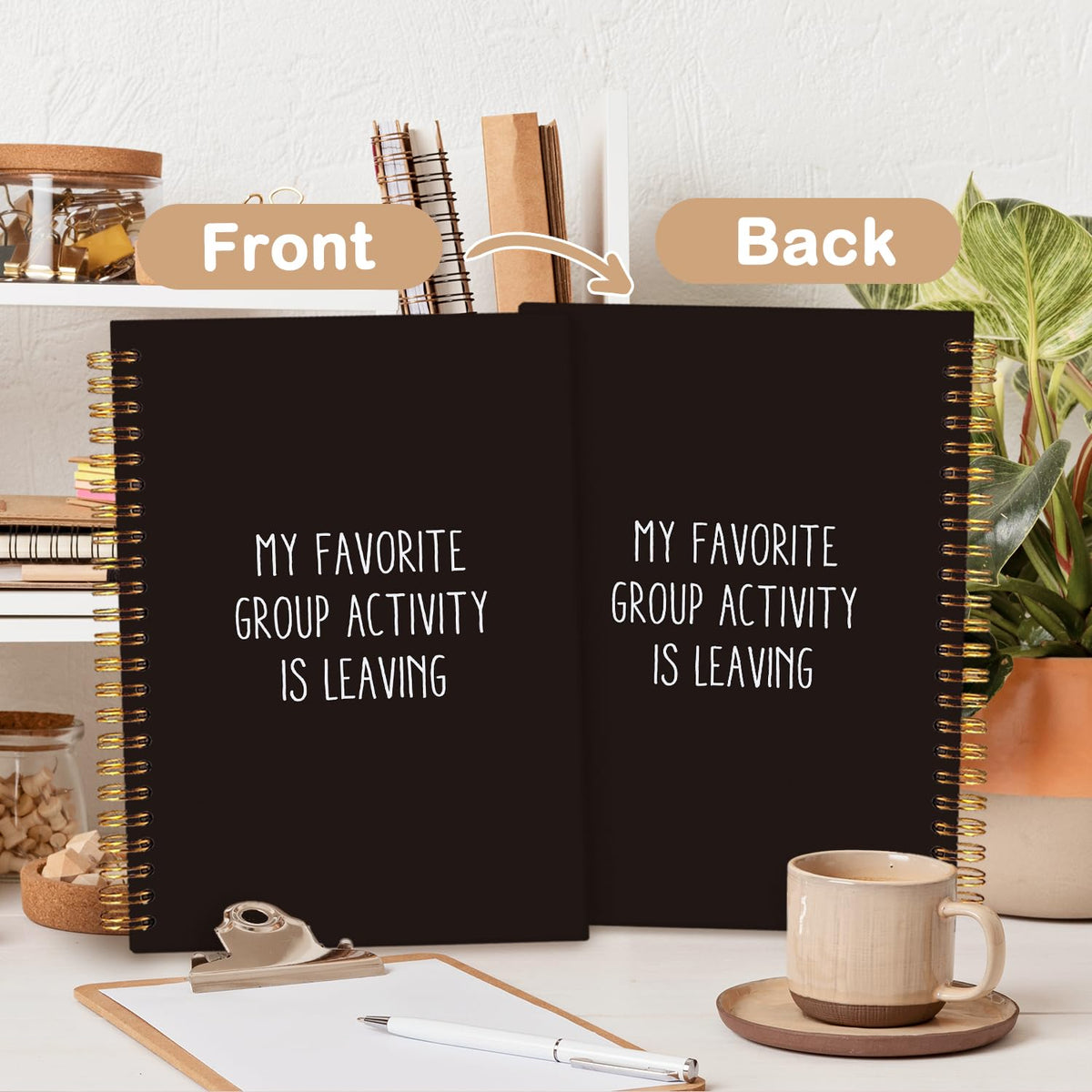 Funny Black Cat Spiral Notebook,Office Notebooks for Work