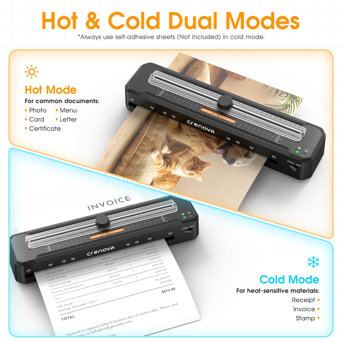 13" A4 Thermal Laminator with 10 Laminating Sheets