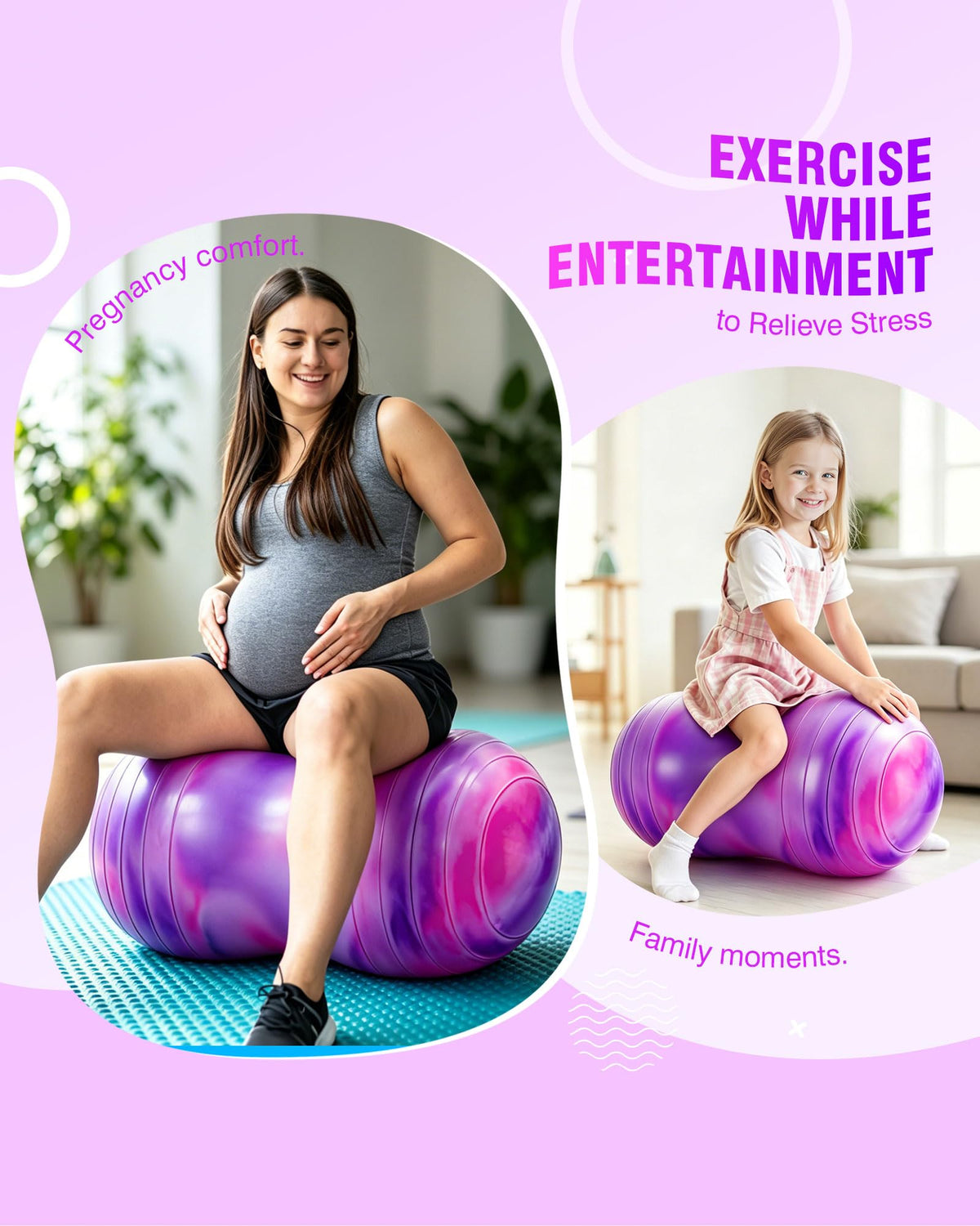 ZOOJOY Peanut Ball for Kids and Adults, 18/20Inch Anti-Burst Exercise Ball