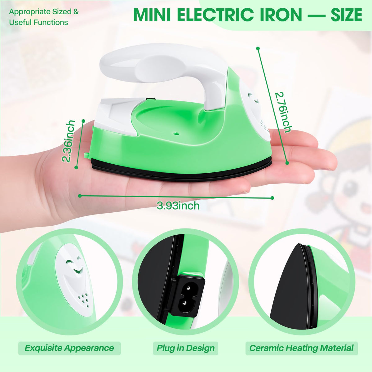 Mini Heat Press Portable Craft Iron For Fuse Beads, Black