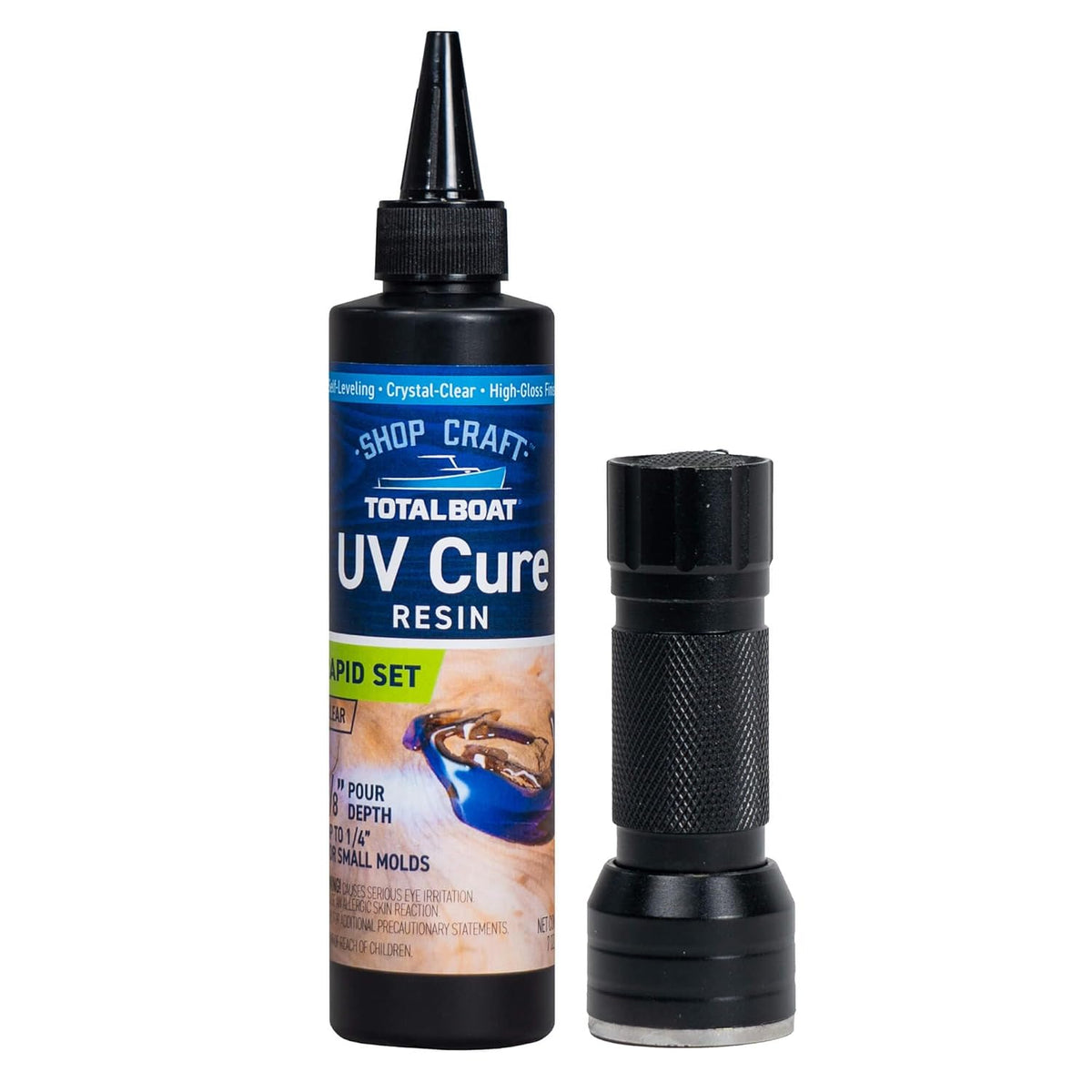 TotalBoat Clear UV Resin - 200g Kit with UV Cure Light for Crafts & Casting