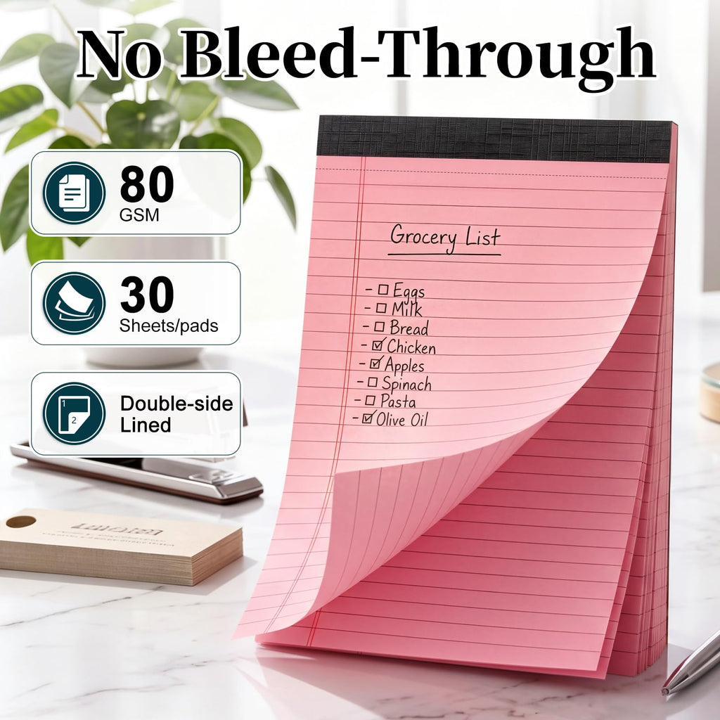 7 PCS Note Pads 5x8 Small Legal Pads 210 Sheets, Perforated Small Notebook Notepad 5 x 8 ,College Ruled Lined Paper Pads 80GSM, Mini Hard Backing Writing Pads Memo for Work School &Office Supplies-Multicolor