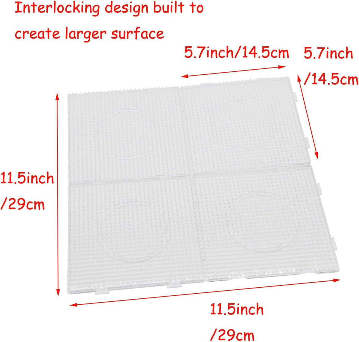 H&W 4PCS 5mm Fuse Beads Boards, Large Clear Pegboards Kits, with Gift 4 Lroning Paper (WA3-Z1)