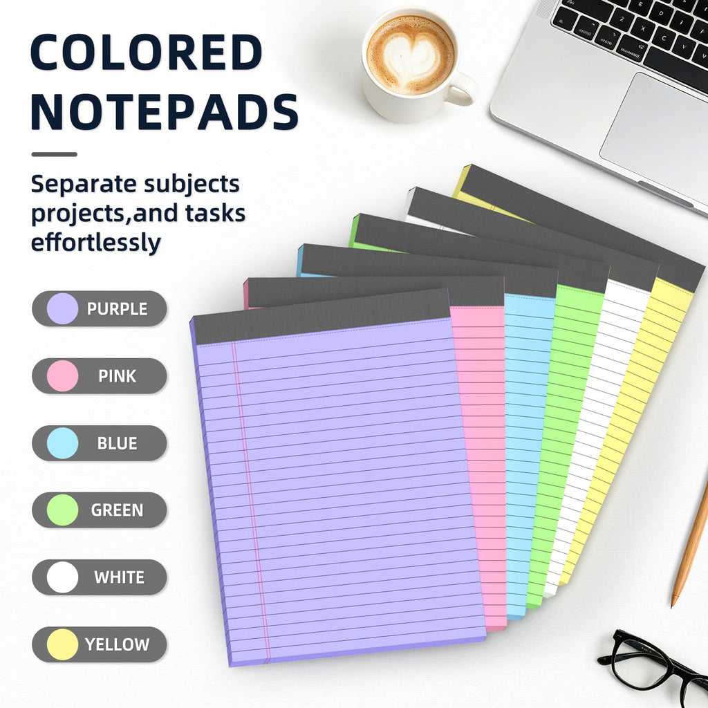Colored Legal Pads 8.5 x 11, 3 Pack Notepads 8.5 x 11 Wide Ruled Note Pads