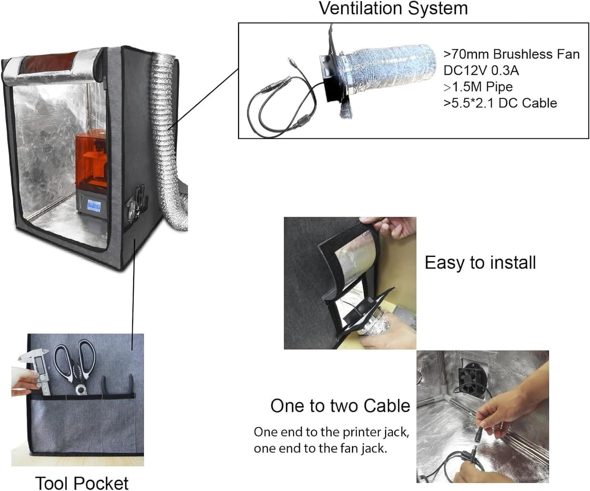 Multifunctional 3D Printer Enclosure Ventilation Eliminate Odors Tent Cover