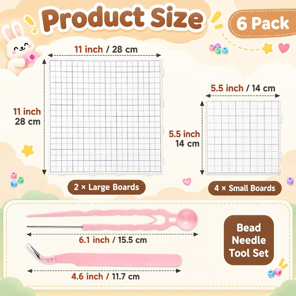 10 Pcs Fuse Beads Pegboard Kit for 2.6mm Beads, 2pcs 11'' & 4pcs 5.5''