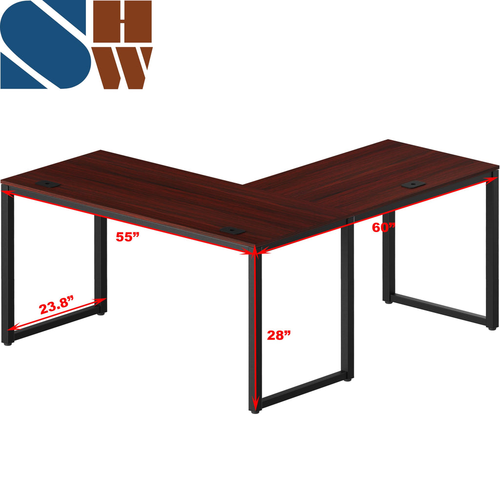 SHW 55 × 60-Inch Commercial-Grade L-Shaped Student Desk