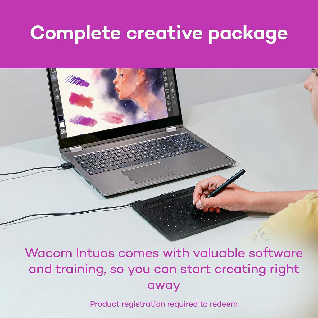 Wacom Intuos Small, Wired Graphic Drawing Tablet with Pen + Software