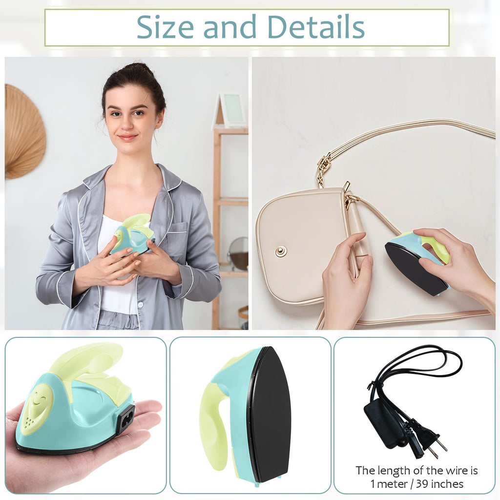 Honoson Mini Iron for Craft Small Iron on Patch Fuse Bead, Mint Green