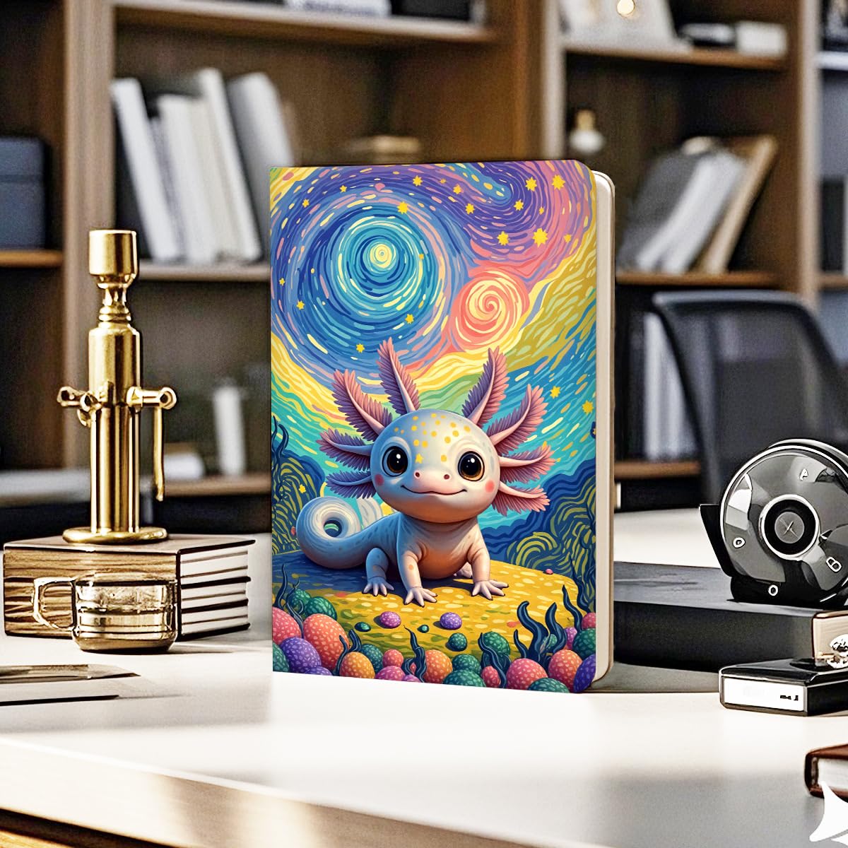 Cute Axolotl Leather Lined Journal 200 Pages A5 Ruled Notebooks 02