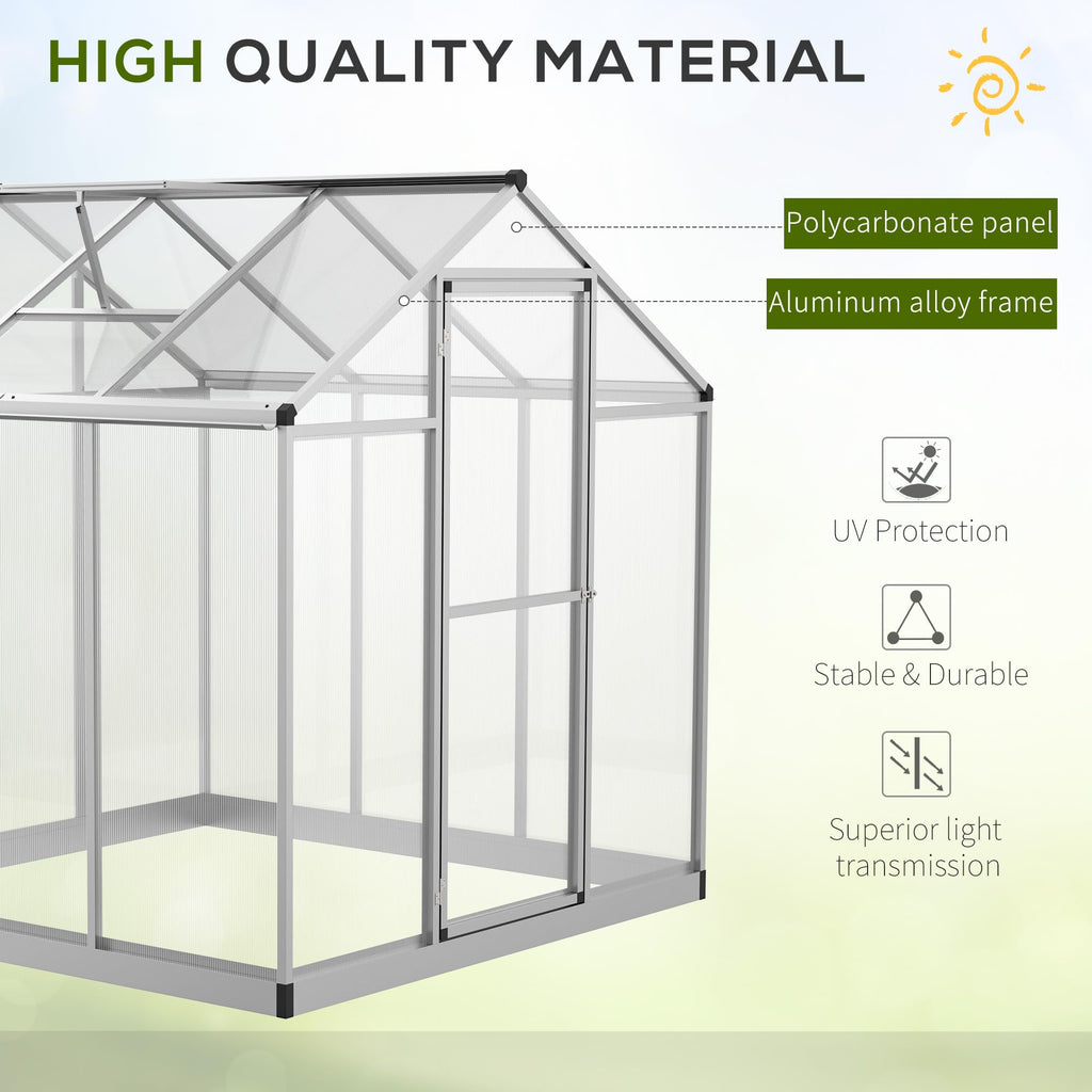 Outsunny Polycarbonate Greenhouse, Up to 60 Sq Ft (4 ft × 6 ft to 10 ft × 6 ft)