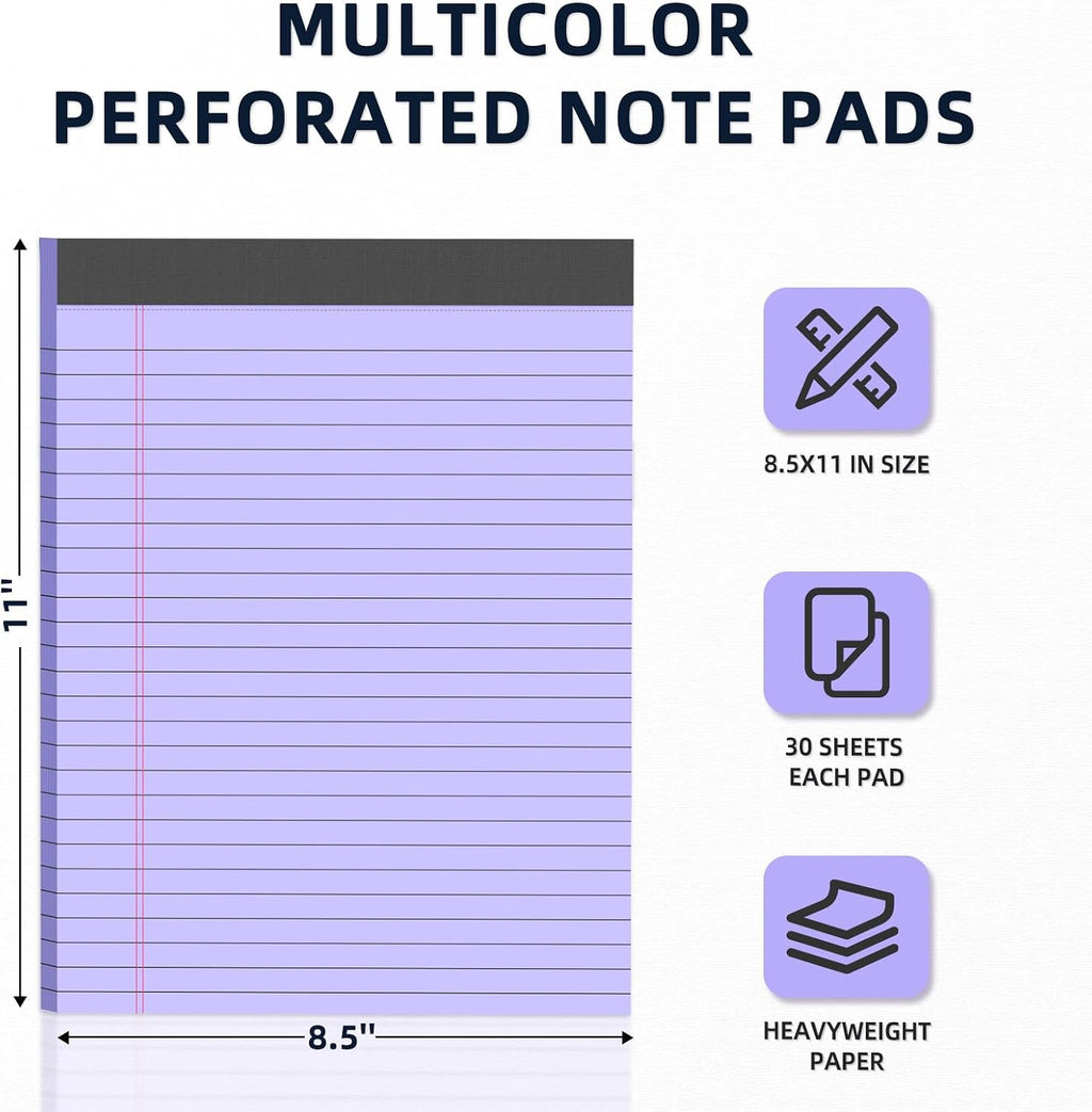 Colored Legal Pads 8.5 x 11, 3 Pack Notepads 8.5 x 11 Wide Ruled Note Pads