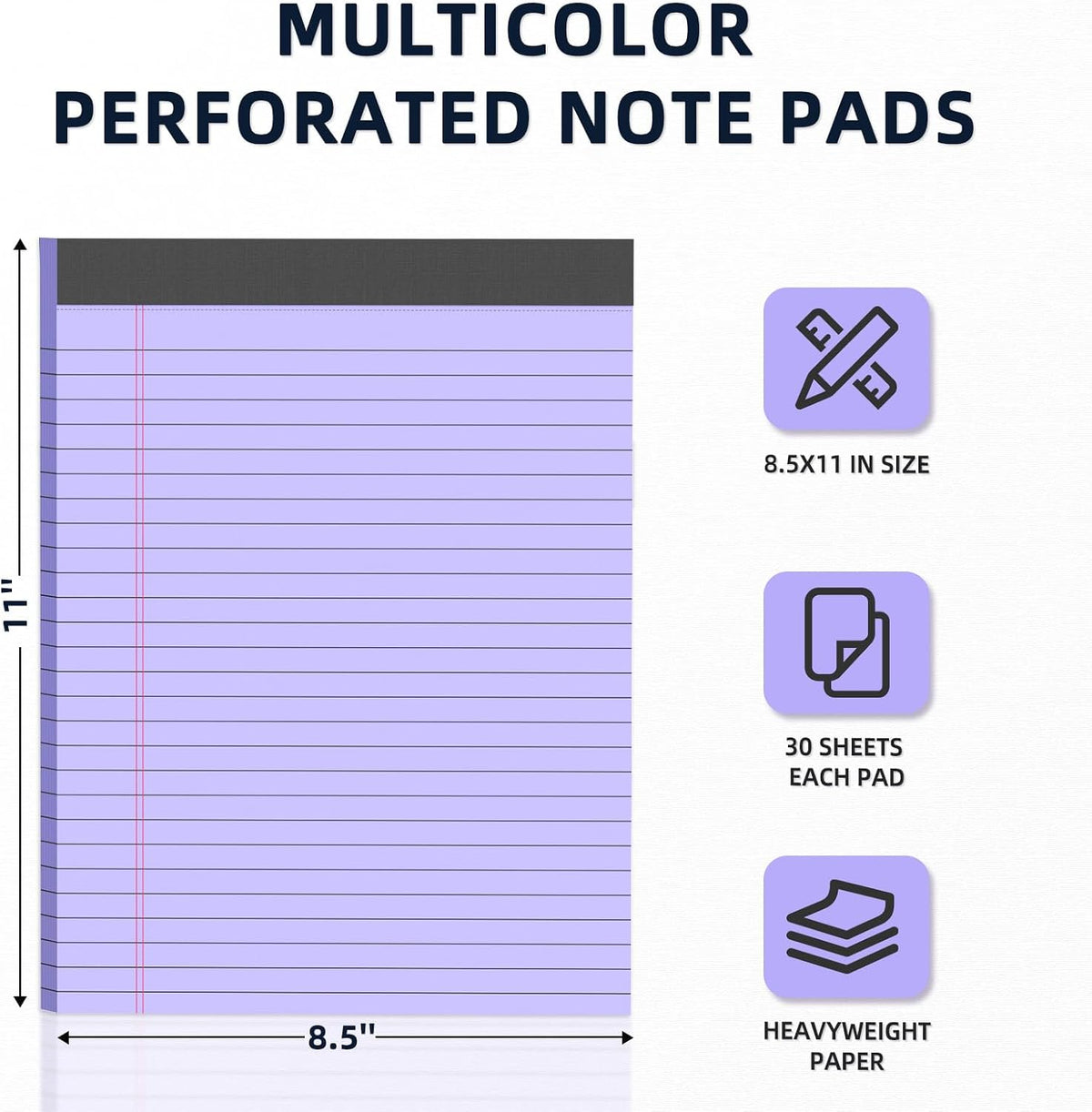 Colored Legal Pads 8.5 x 11, 3 Pack Notepads 8.5 x 11 Wide Ruled Note Pads