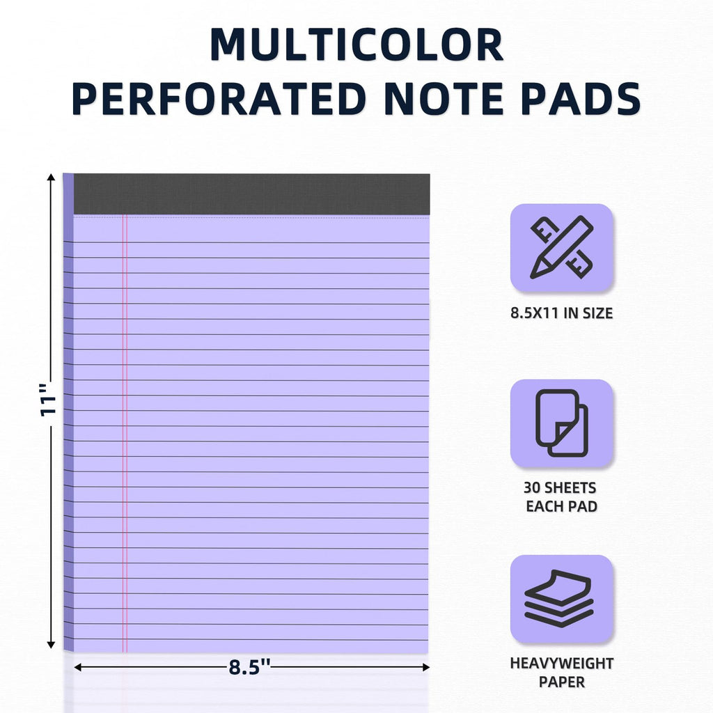 Colored Legal Pads 8.5 x 11, 3 Pack Notepads 8.5 x 11 Wide Ruled Note Pads