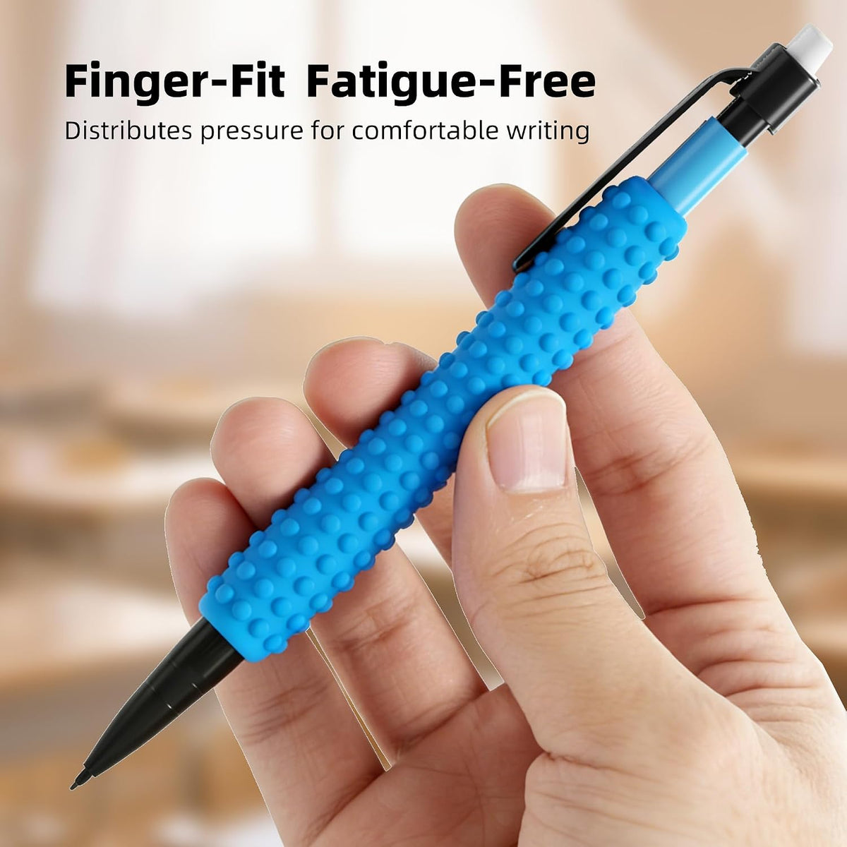 ELETIUO 4-in-1 Silent Fidget Pencil – Sensory Focus Tool for Stress Relief, ADHD, Autism & Anxiety. Fine Motor Skills Aid with Textured Silicone Sleeve for for Kids and Adults