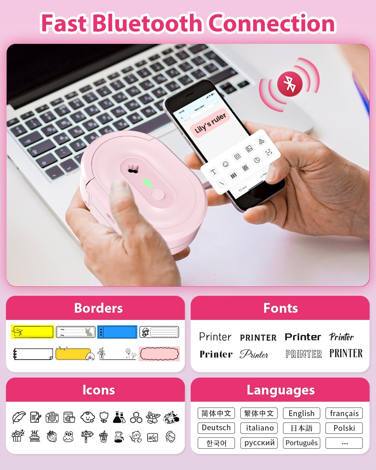 NDYIN Label Maker N12 Bluetooth Thermal Label Printer