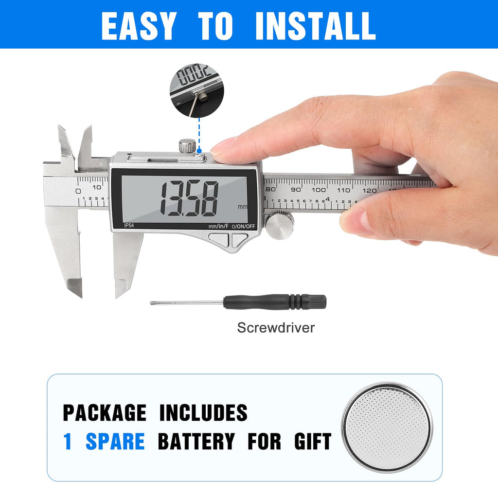 Digital Caliper, Adoric Calipers 0-6 Inch, Inch/mm Conversion, Large LCD