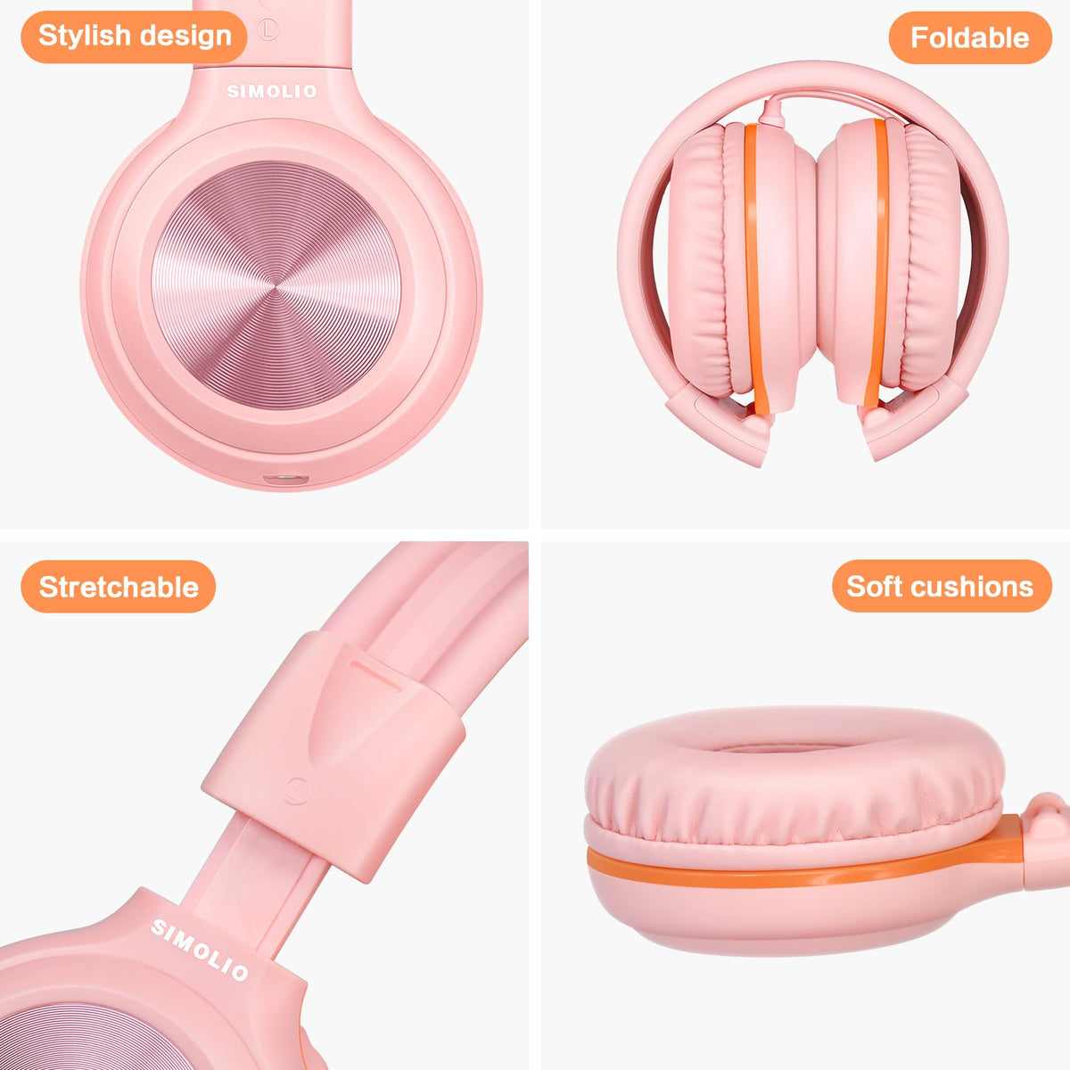 SIMOLIO Manyshare Kids Headphones with Mic, 3.5mm Wired School Headset