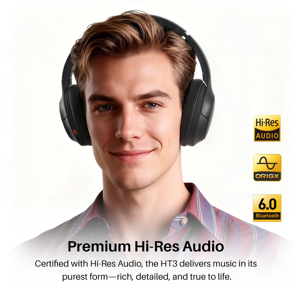 TOZO HT3 Hybrid Noise Cancelling Wireless Headphones, 90H Over Ear Headset
