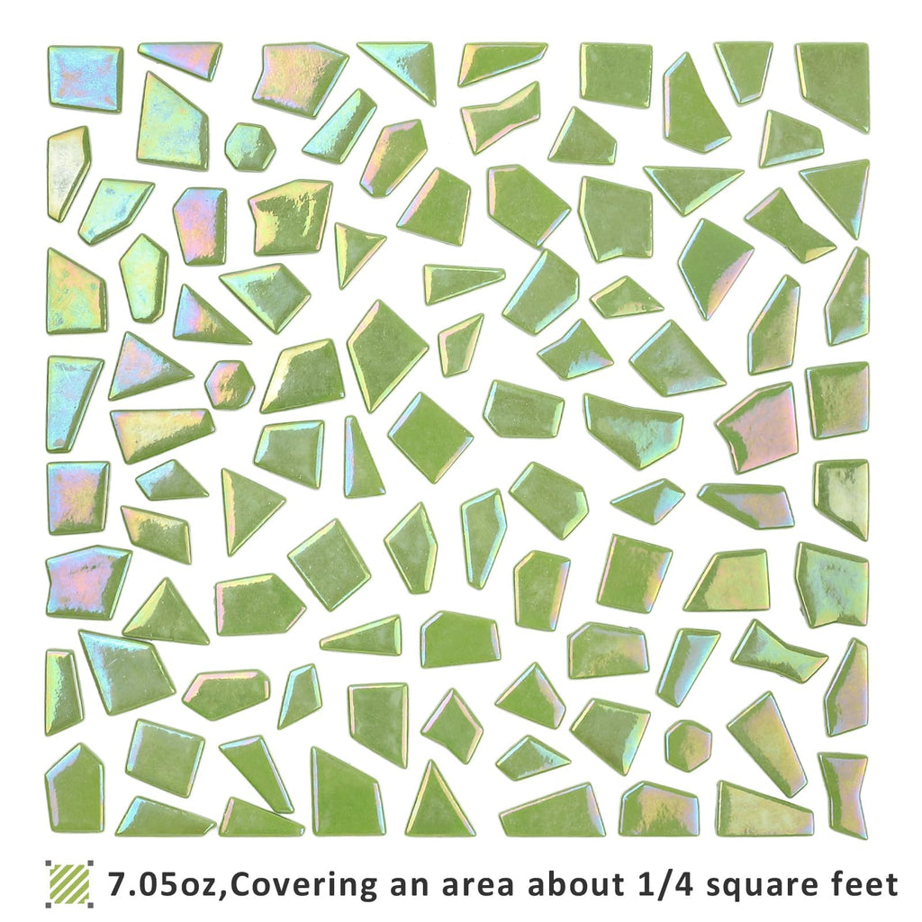 Iridescent Glass Mosaic Tiles for Crafts Bulk,200g Broken Mosaic Glass Pieces for DIY Home Garden Art Projects, Handmade Crafts & Decor