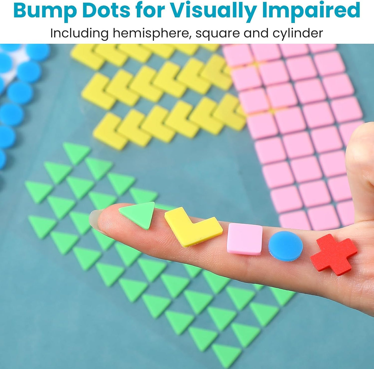 200 Pcs Bump Dots for Visually Impaired Low Vision Aids Silicone Adhesive Tactile Dots 5 Color Geometric Braille Stickers for Visually Impaired, Elderly, Blind