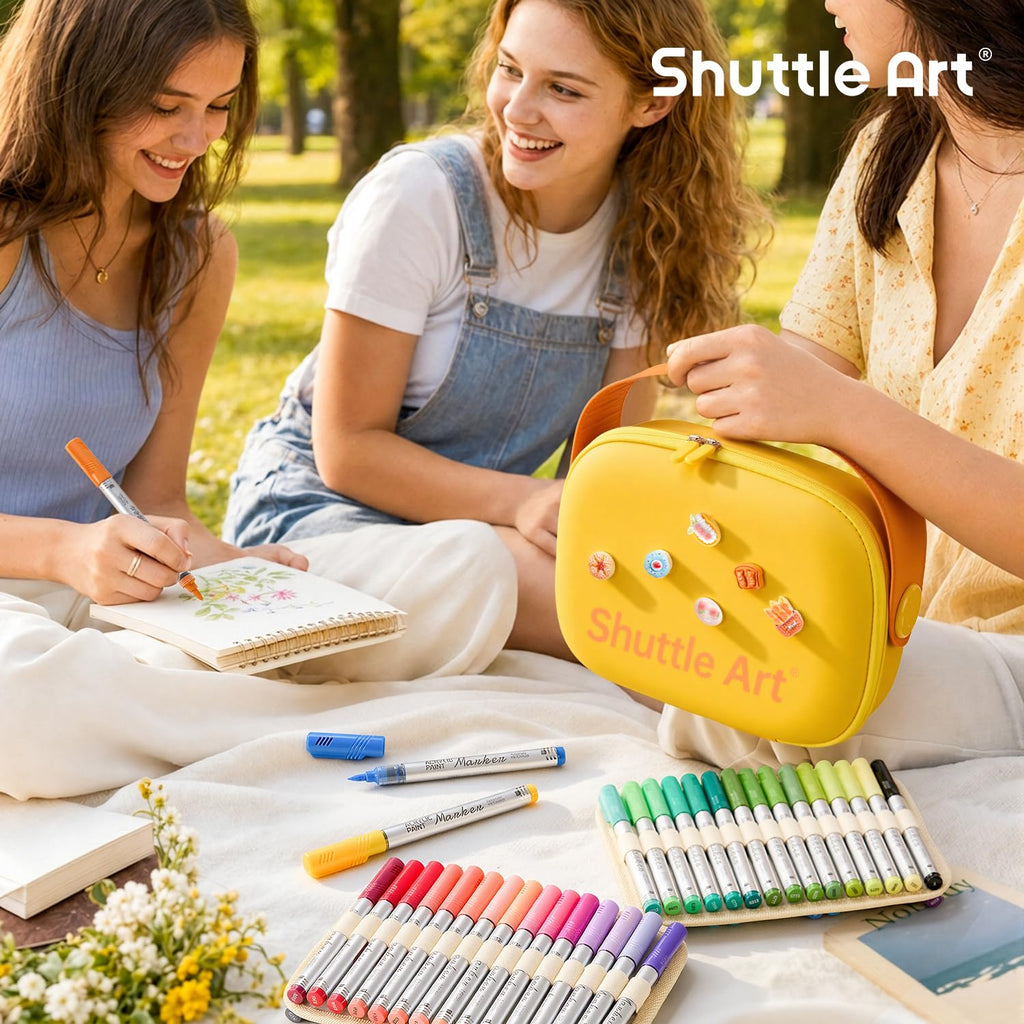 Shuttle Art 96 Colors Dual Tone Refillable Acrylic Markers with 100 Refills
