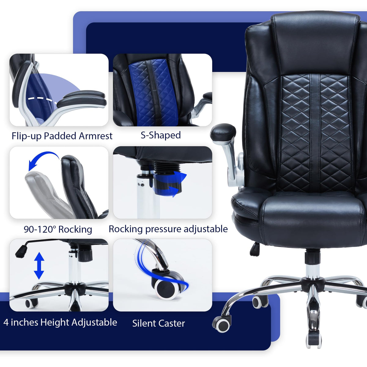 HESL 350 lb High-Back Executive Desk Chair (Multiple Colors)