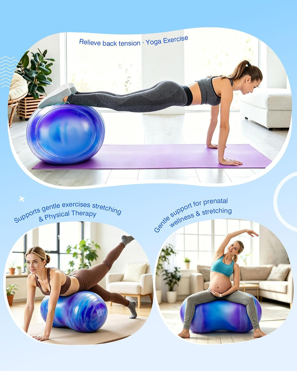 ZOOJOY Peanut Ball for Kids and Adults, 18/20Inch Anti-Burst Exercise Ball