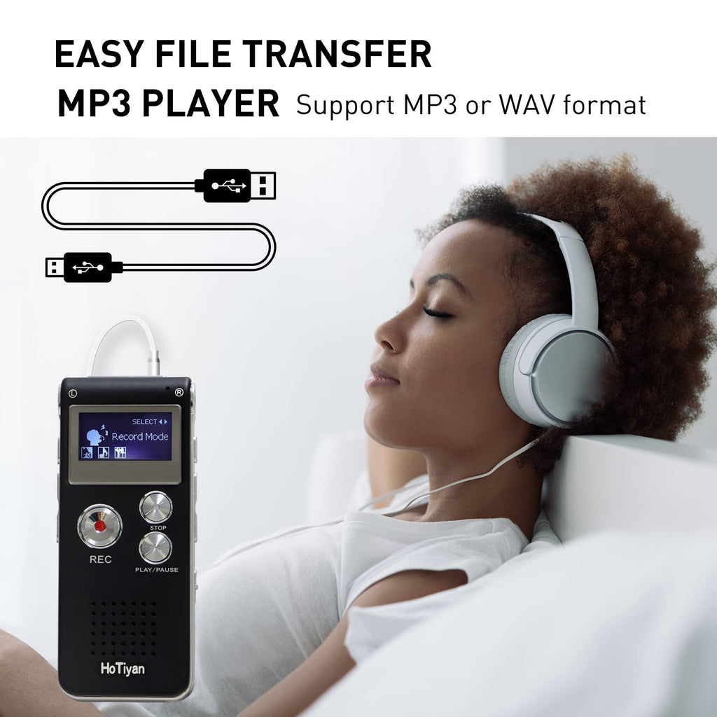 Digital Voice Recorders 8GB Audio Recorder Voice Activated Recorder for Lectures, Meetings, Interviews Recording Device with Microphone USB Cable, MP3 Player (8GB