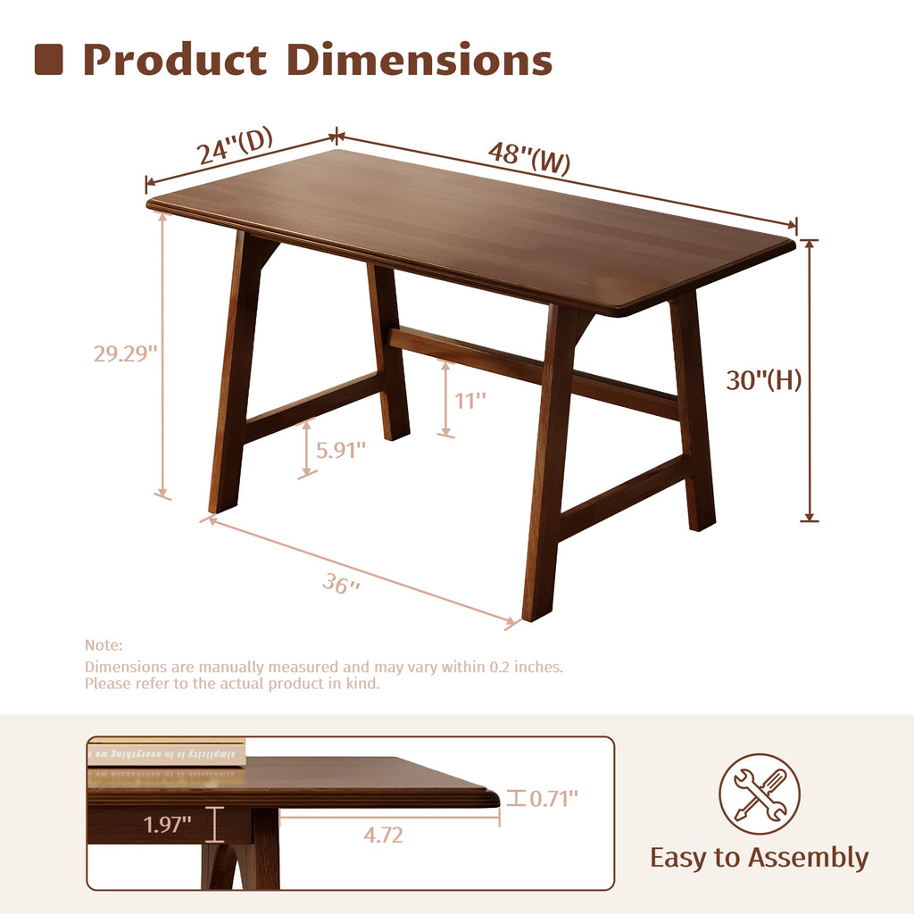 IOTXY Solid Wood Writing Table - 60" W Minimalist PC Computer Desk, Oak