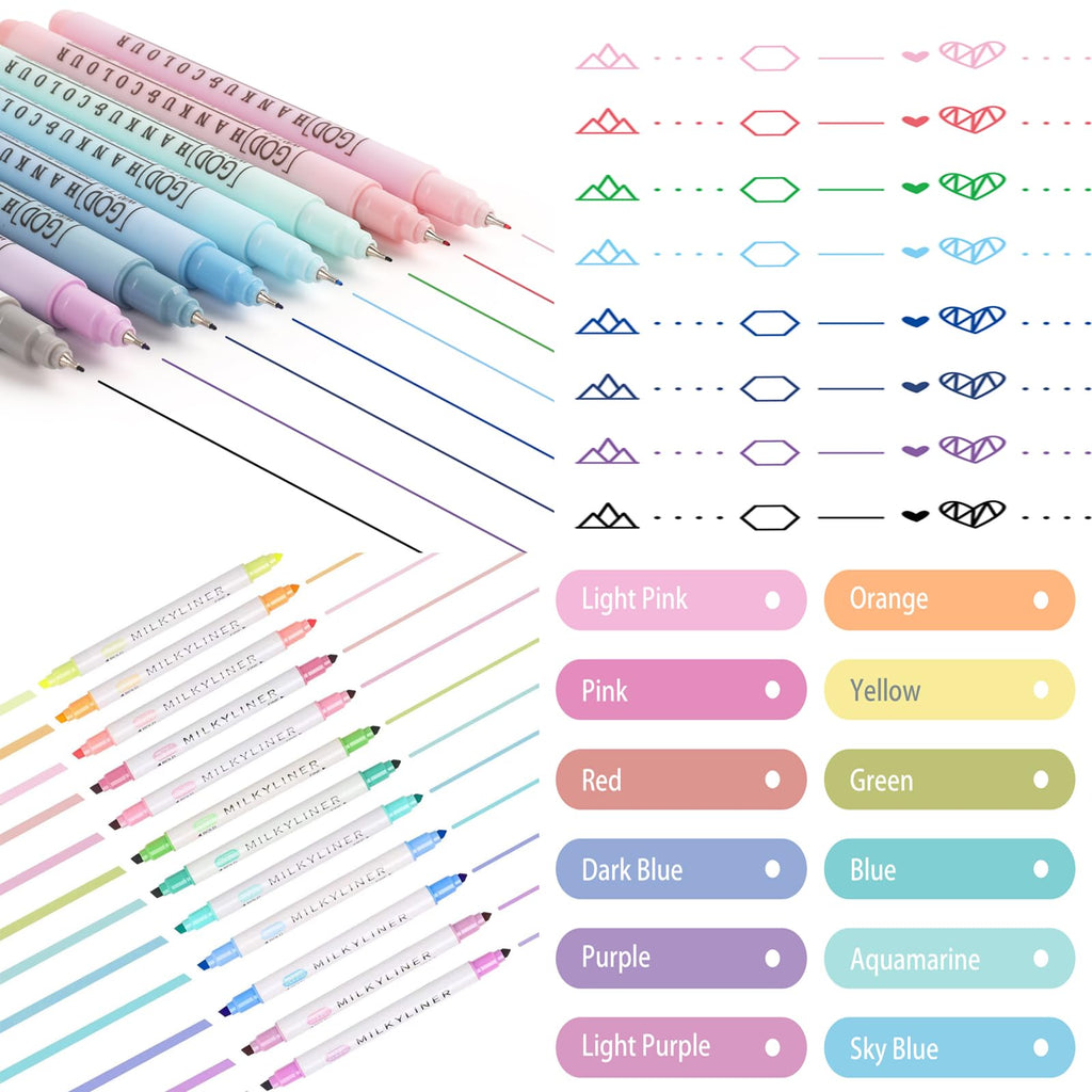 HANKU Colored Bible Pens, 8 Pack 0.38mm Fine Point Pen No Bleed Through