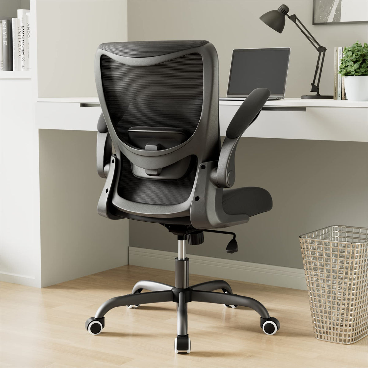 MUXX.STIL Mesh Study Chair with Adjustable Lumbar Support and Flip-Up Arms