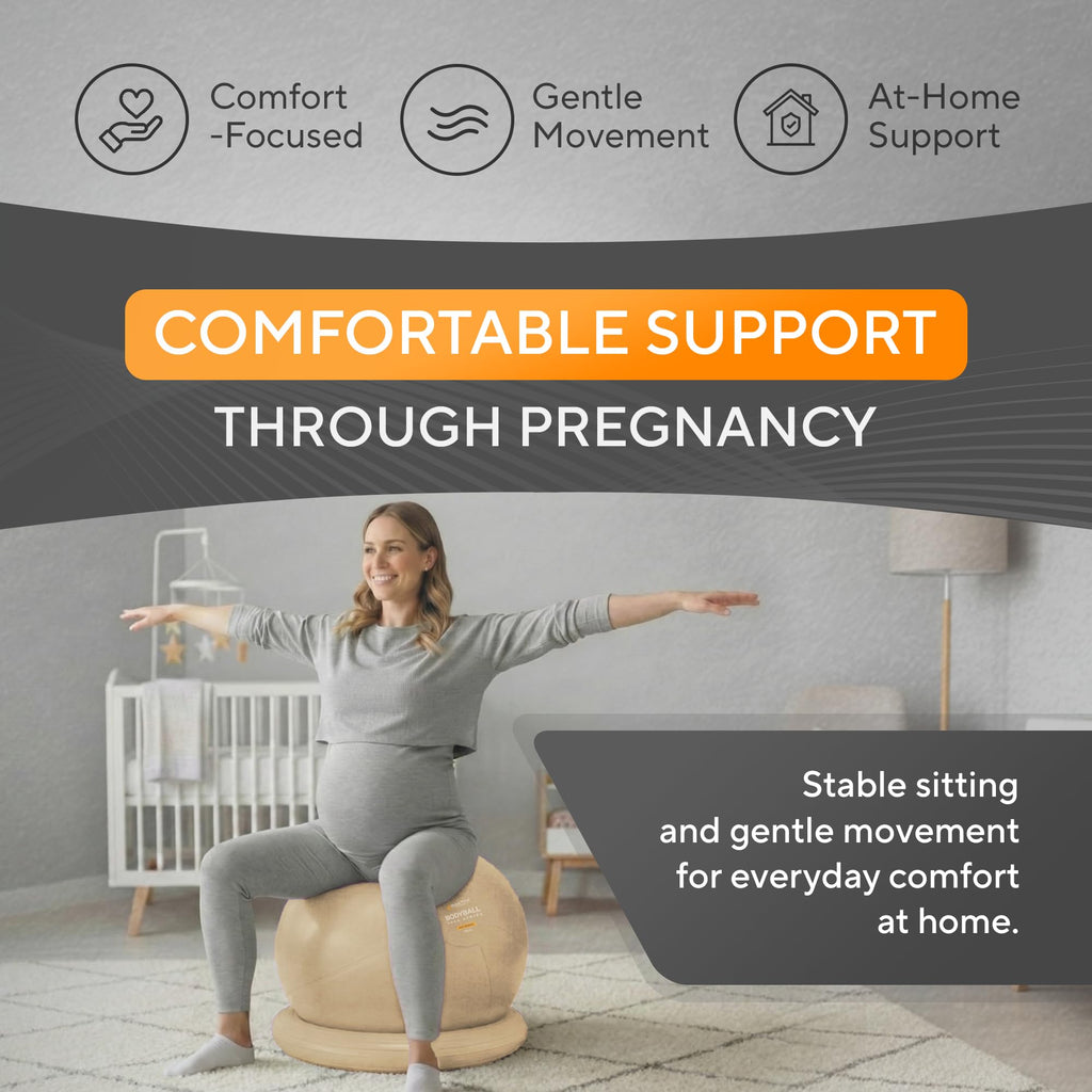 Yoga Ball Chair for Office Desk with Base - Ergonomic Balance & Stability Exercise Ball Seat for Adults - Active Sitting for Posture, Core & Back Pain Relief, Home Gym, Therapy, Pump