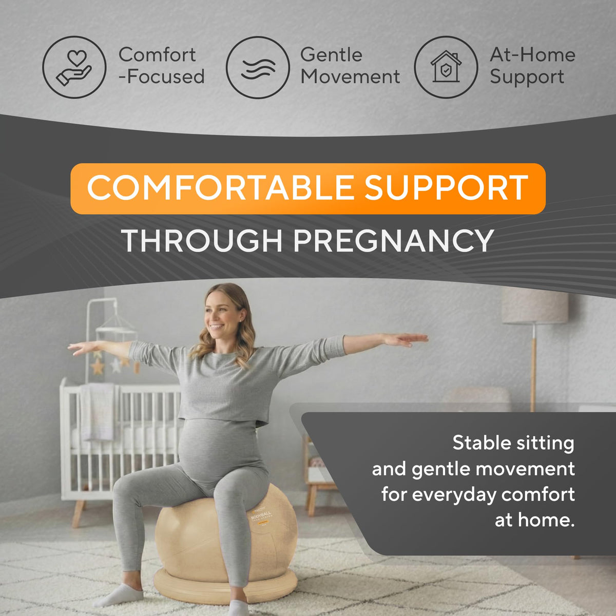 Yoga Ball Chair for Office Desk with Base - Ergonomic Balance & Stability Exercise Ball Seat for Adults - Active Sitting for Posture, Core & Back Pain Relief, Home Gym, Therapy, Pump