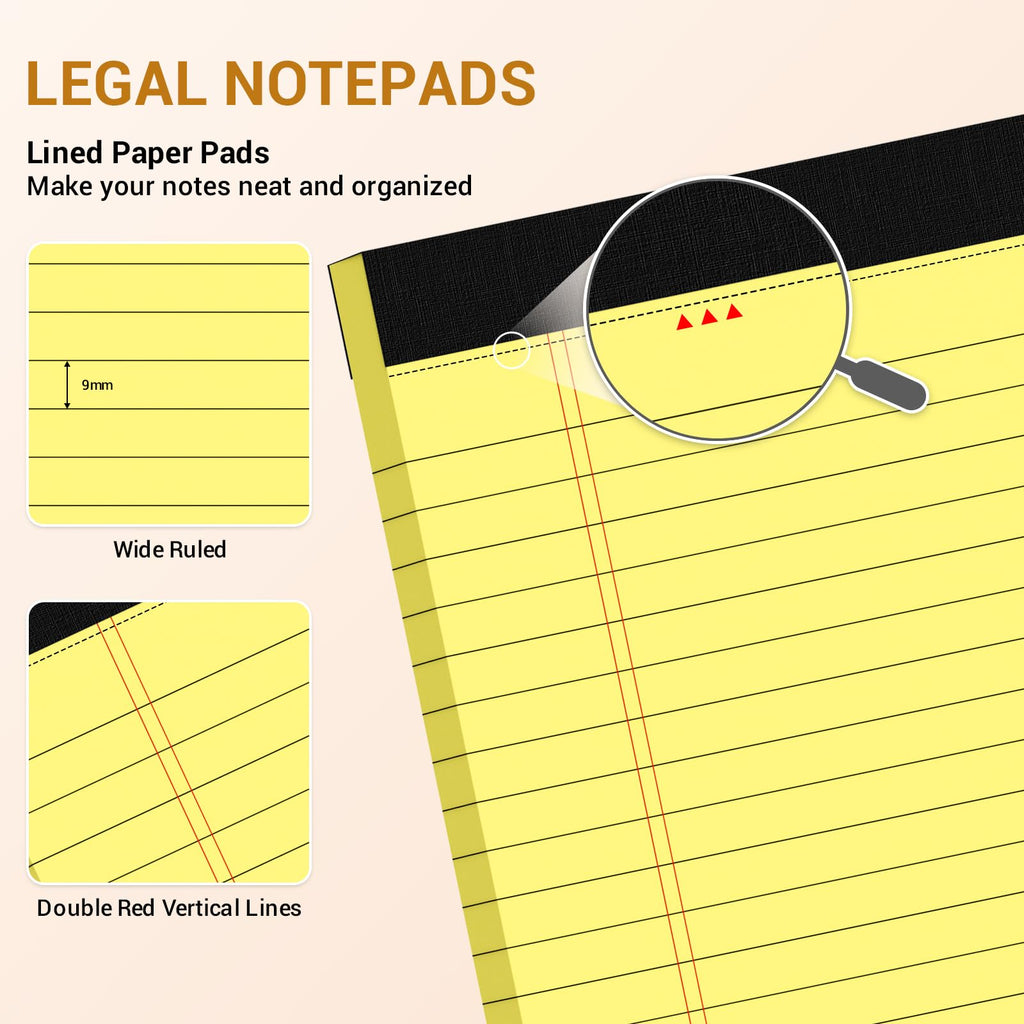 Colored Legal Pads 8.5 x 11, 3 Pack Notepads 8.5 x 11 Wide Ruled Note Pads