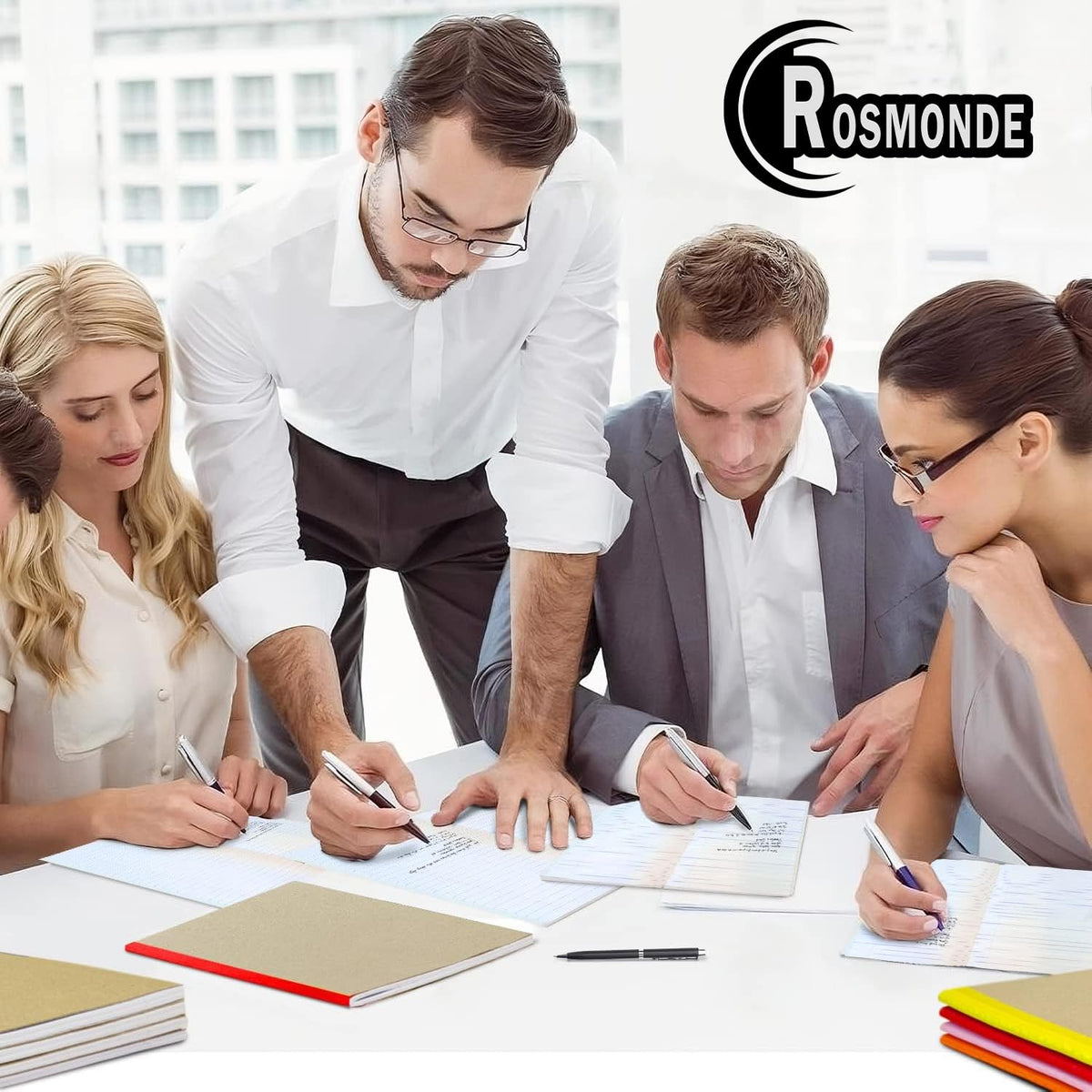 Rosmonde 5 Pack Wide Ruled Composition Notebook, Black Marble Notebooks