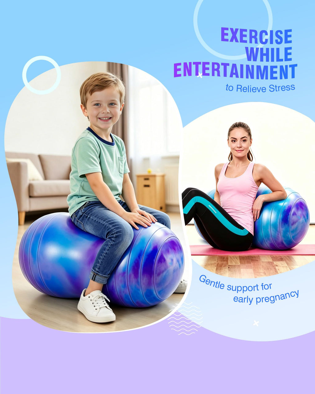 ZOOJOY Peanut Ball for Kids and Adults, 18/20Inch Anti-Burst Exercise Ball